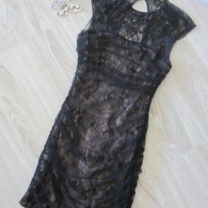 BEBE - Black lace fully lined mini dress - SzXS